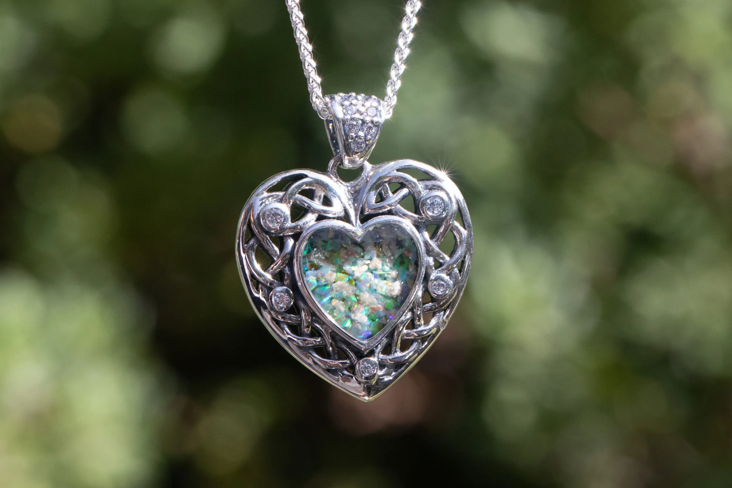 Memorial Heart Pendant with Cremation Ashes