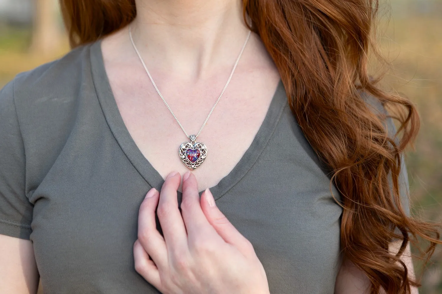 Memorial Heart Pendant with Cremation Ashes