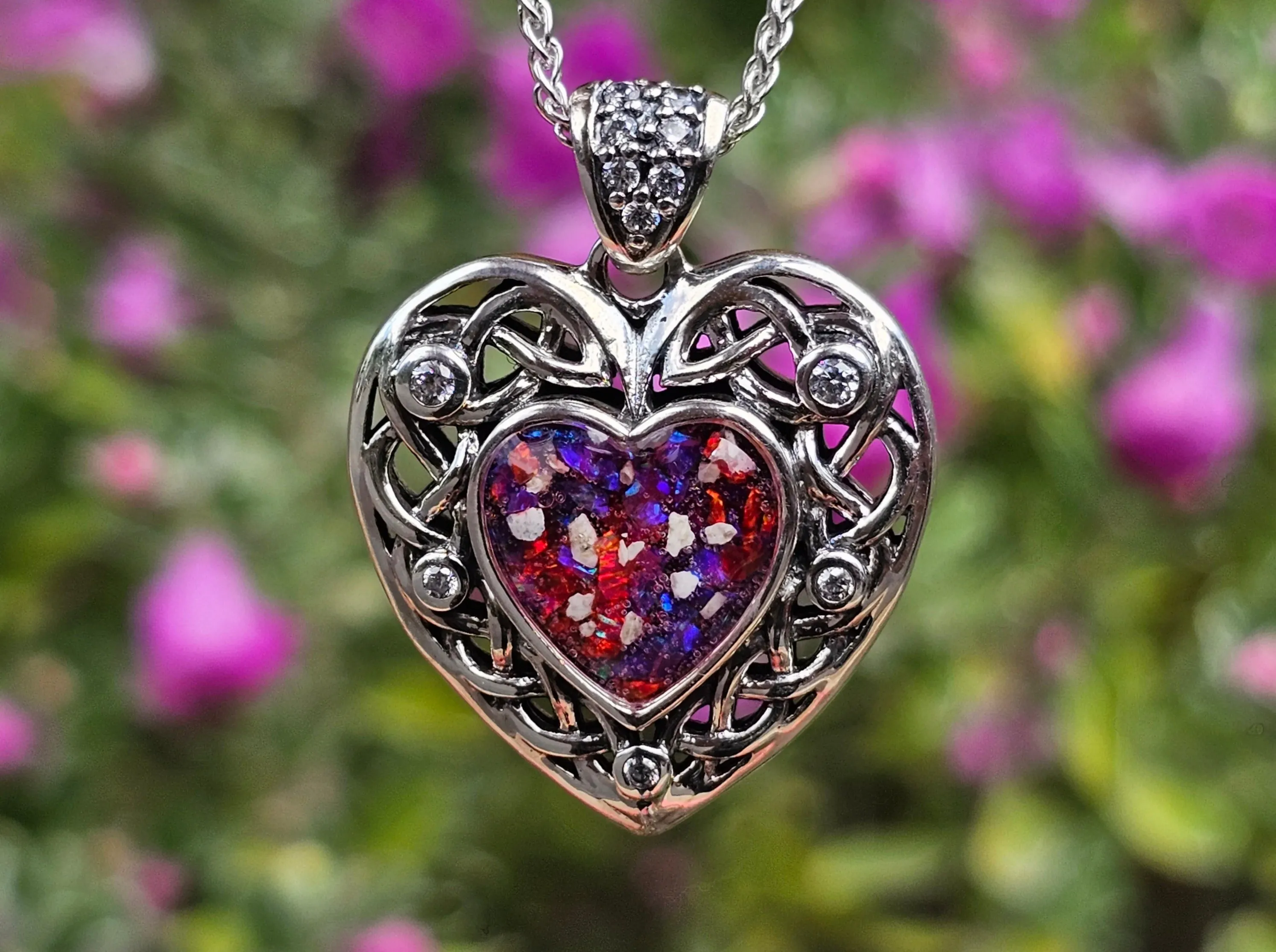 Memorial Heart Pendant with Cremation Ashes