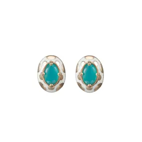 Memphis Dot Oval Stud Opal