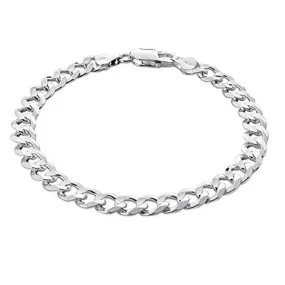 Men's 8mm Curb Chain Bracelet | Solid 925 Sterling Silver Links Bracelet