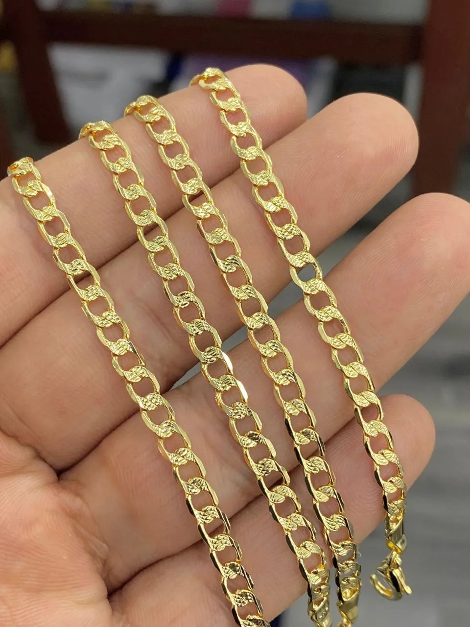 Mens Womens Curb Chain Diamond Cut Design 14K Gold Filled Gifts 20" 24" Fashion Style