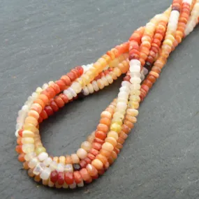 Mexican Fire Opal A Grade Faceted Rondelle Beads 14" Strand