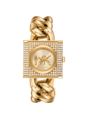 Michael Kors Mini Lock Pavé Gold-Tone Chain Watch, gold