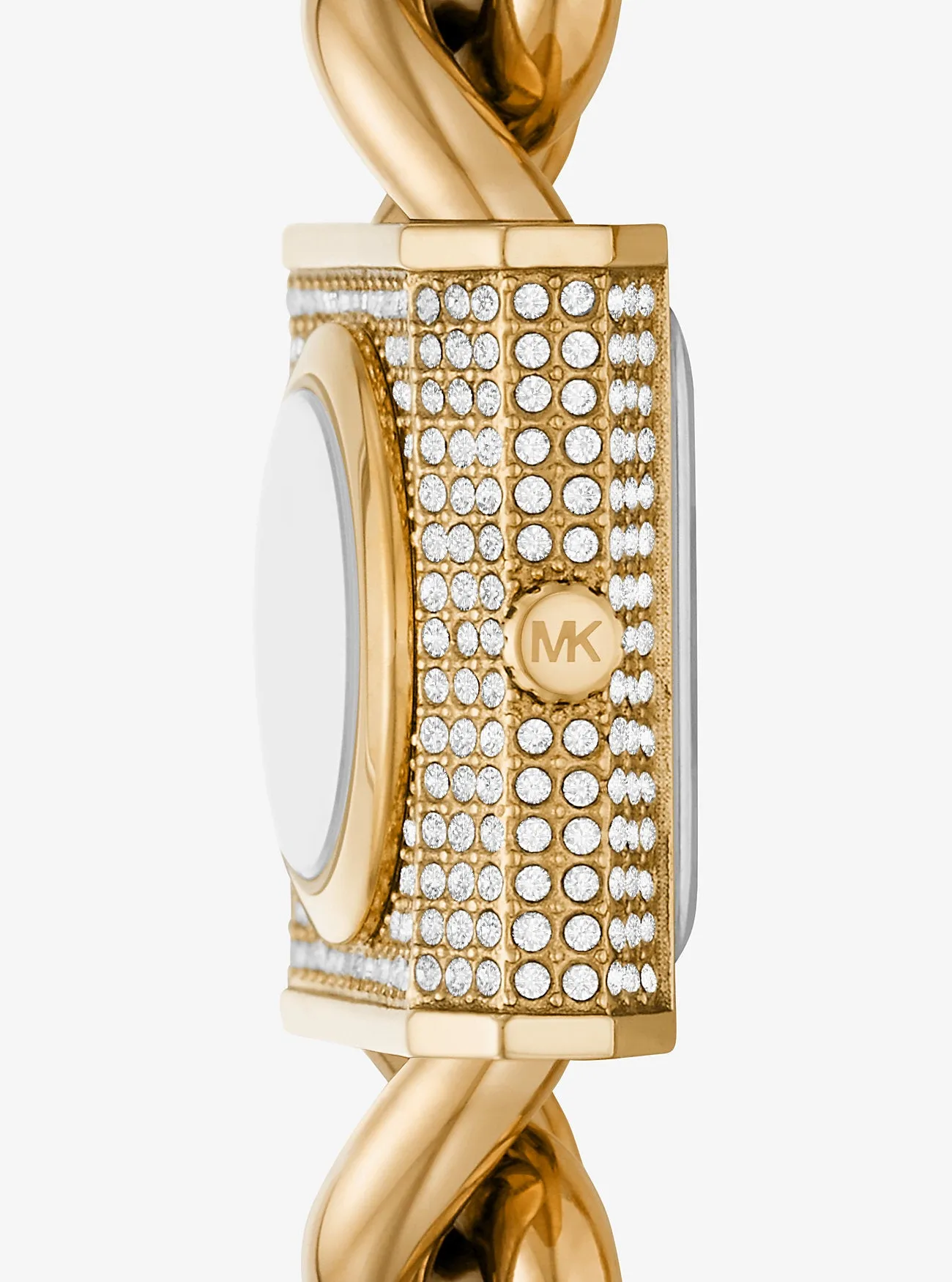 Michael Kors Mini Lock Pavé Gold-Tone Chain Watch, gold