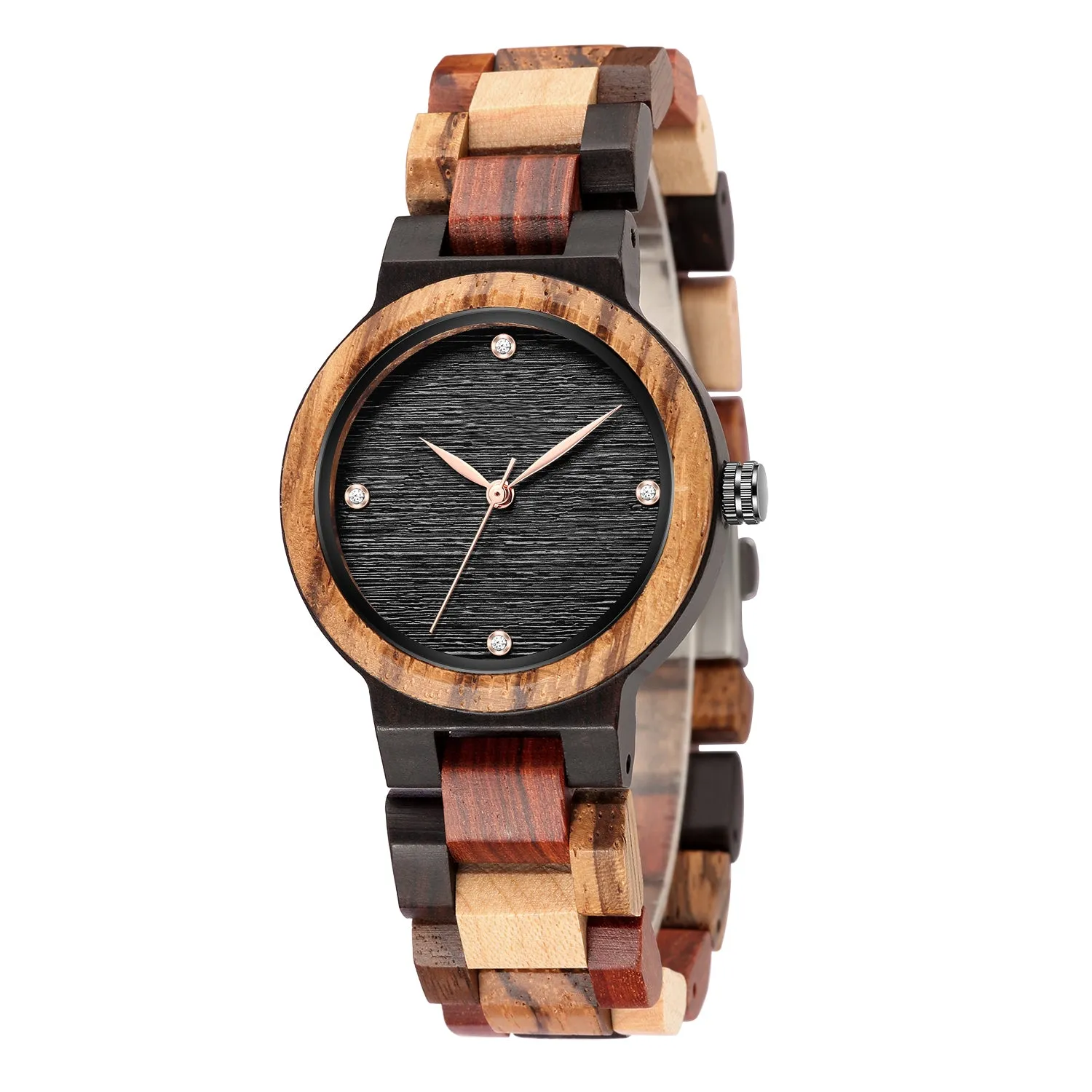 Mix Wood Women Wood Watch | Black