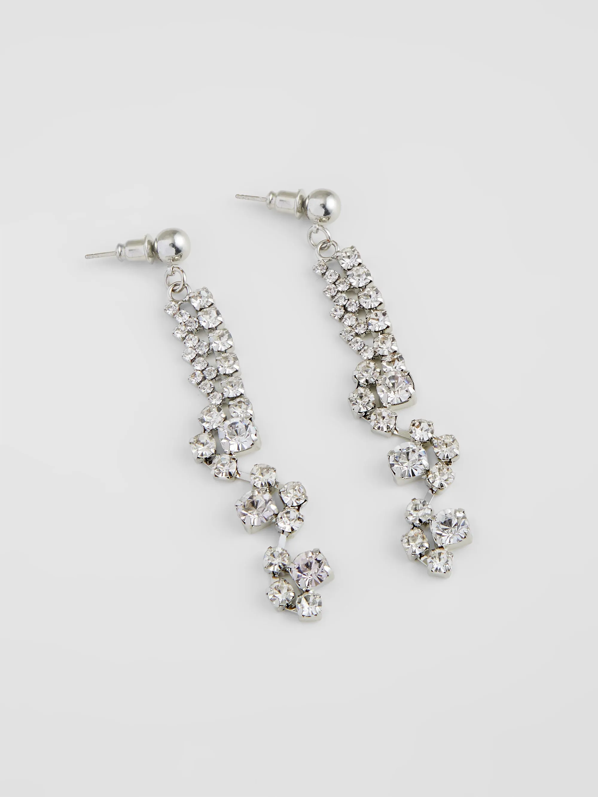 Mixed Pattern Diamante Drop Earrings