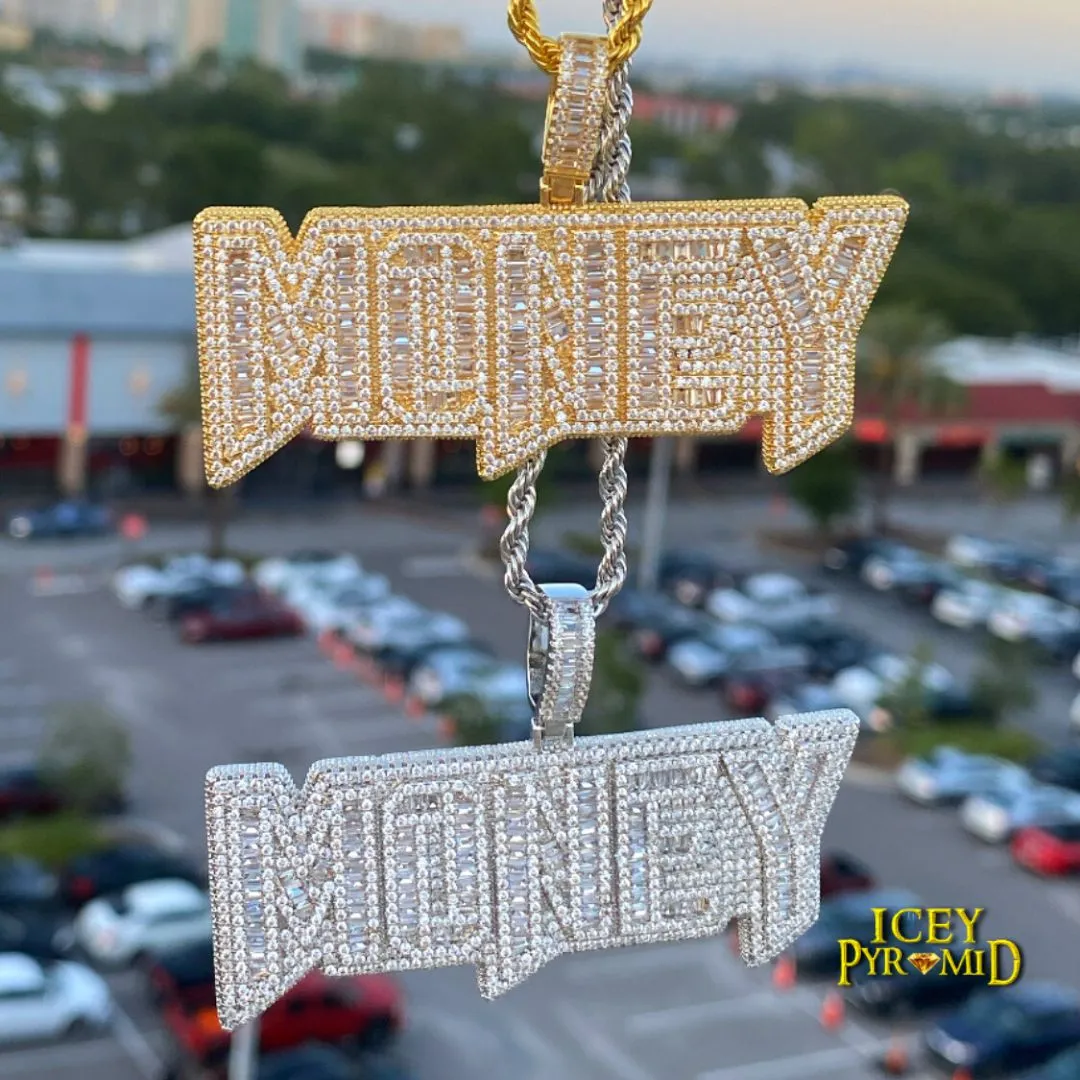 Money Iced Out Letter Diamond Pendant Necklace