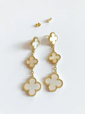 Mother of Pearl Triple-drop Earrings in Gold