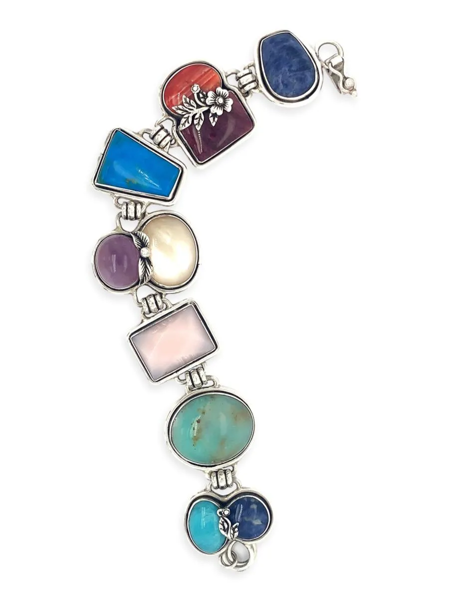 Multi-Gemstone Sterling Silver Bracelet