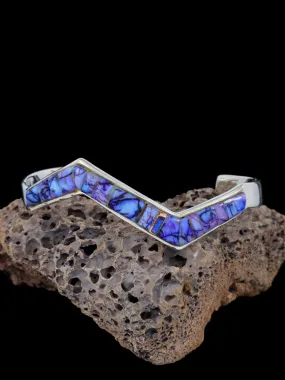 Native American Sterling Spider Web Opal Inlay Cuff Bracelet