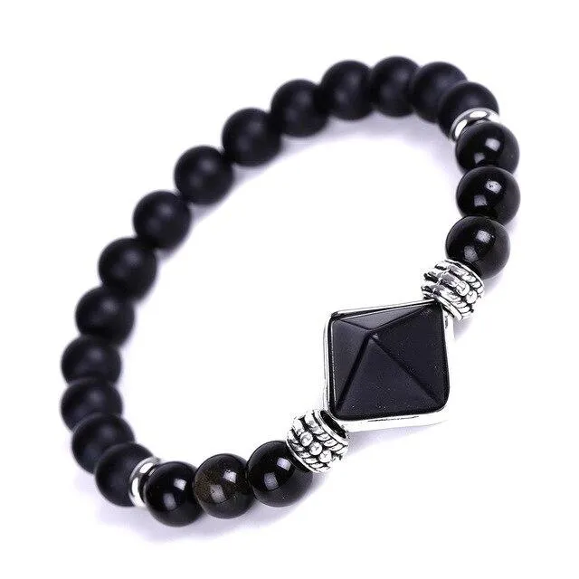 Natural Stone Beads Pyramid Chakra Bracelet