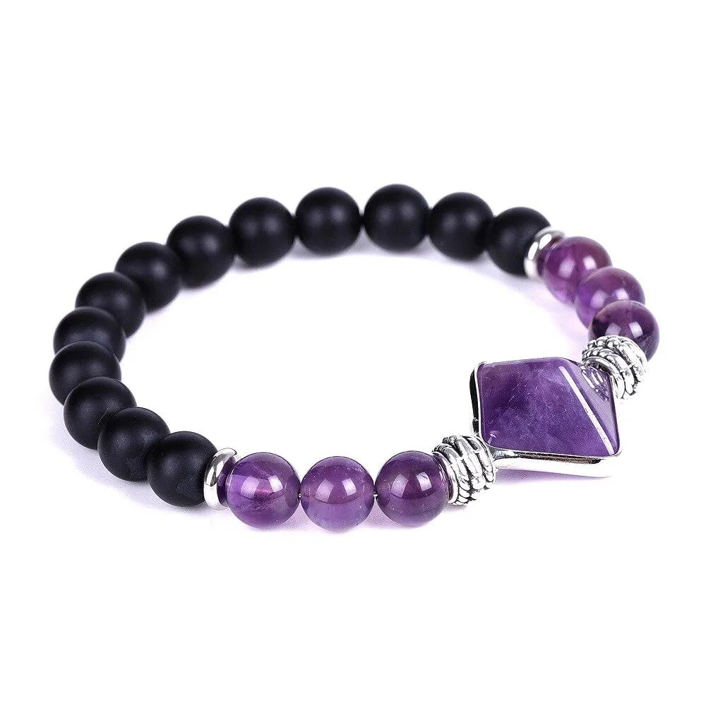 Natural Stone Beads Pyramid Chakra Bracelet