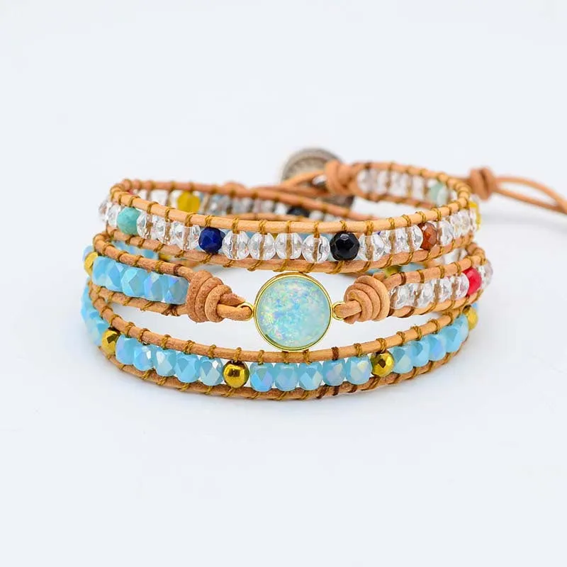 Natural Stones Healing Opal Bracelet for Women Charms Gifts for Mom