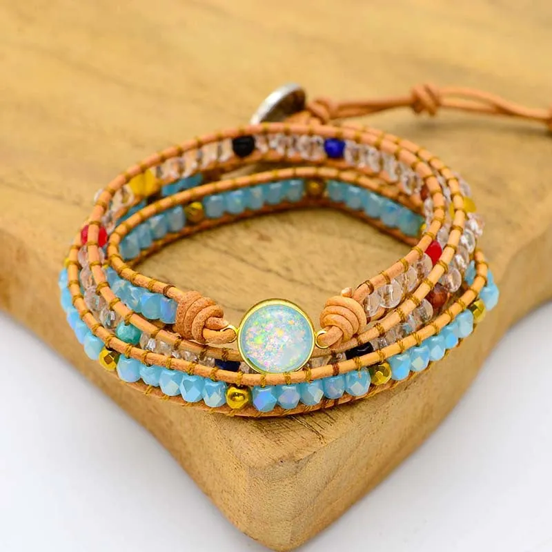 Natural Stones Healing Opal Bracelet for Women Charms Gifts for Mom