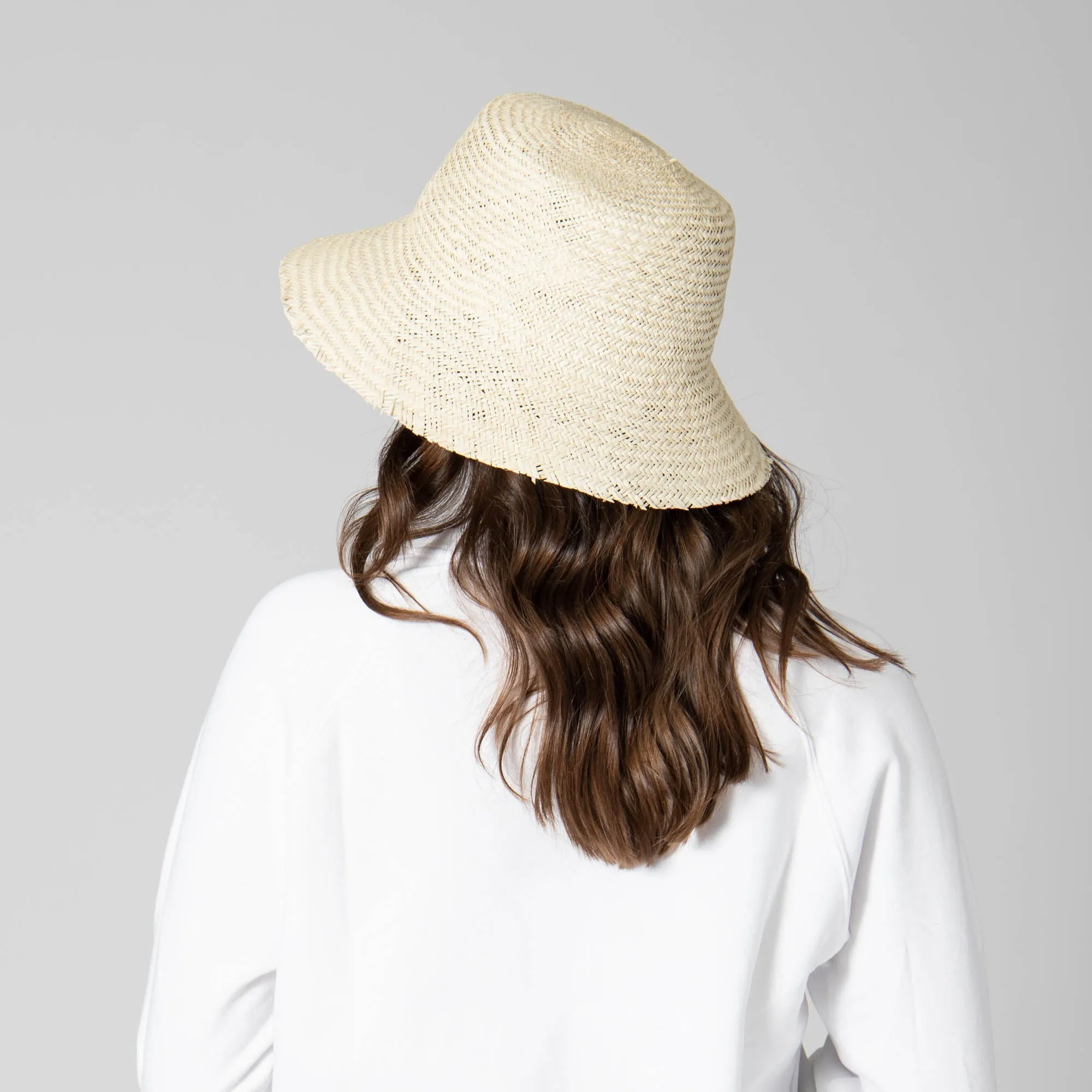 Naturalist - Palm Straw Bucket with Raw Edge