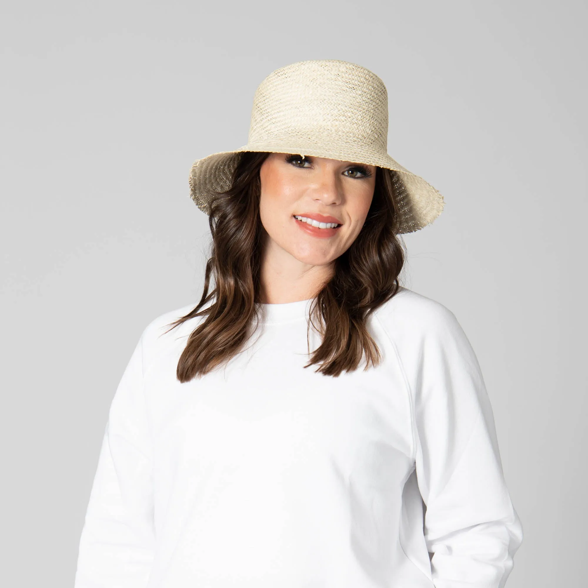 Naturalist - Palm Straw Bucket with Raw Edge