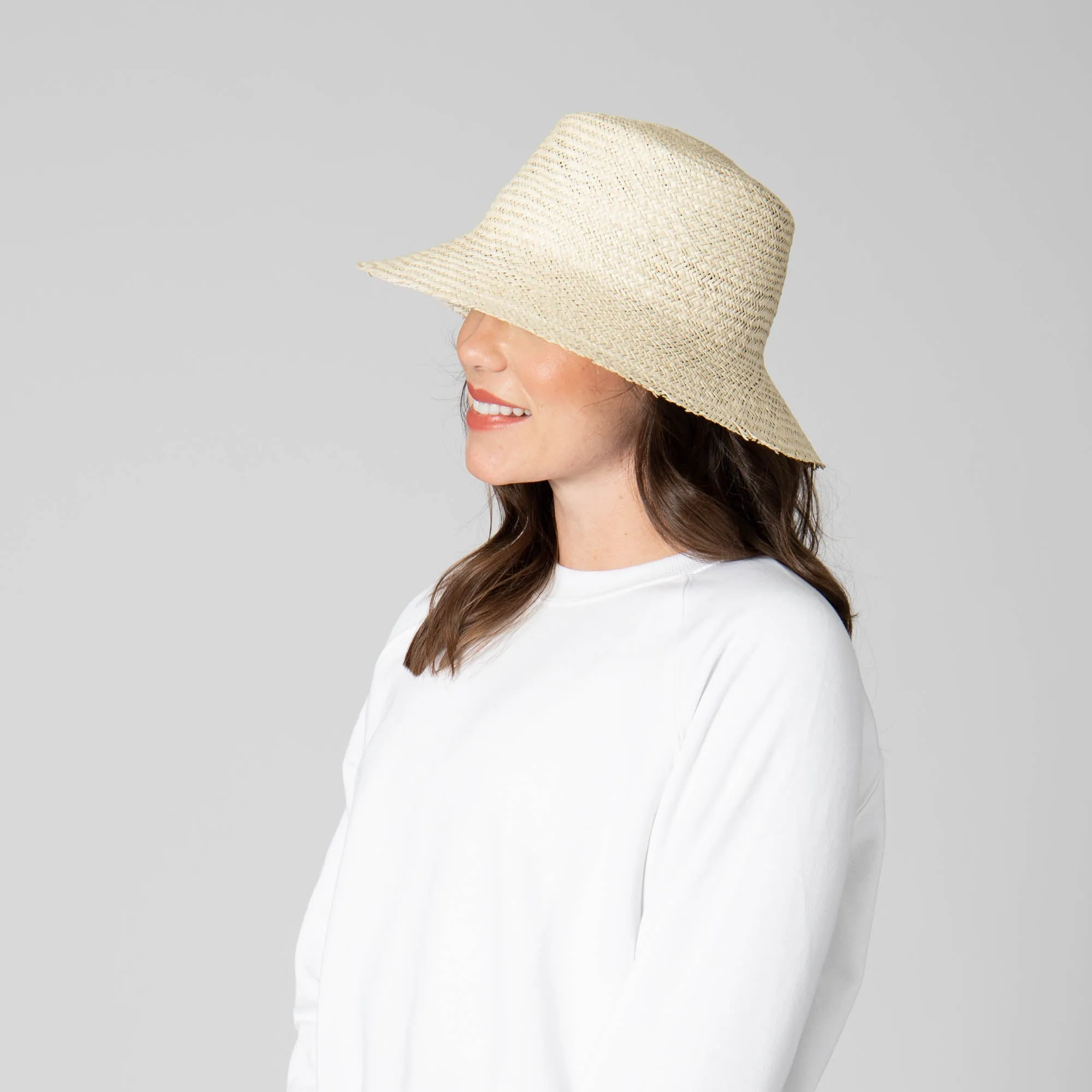 Naturalist - Palm Straw Bucket with Raw Edge