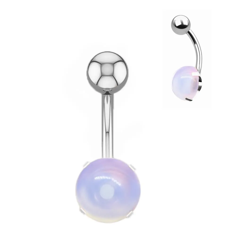 Navel Rings Crystal Belly Button Ring Bar Body Piercing Jewelry 16G Opal Navel Button Belly Rings