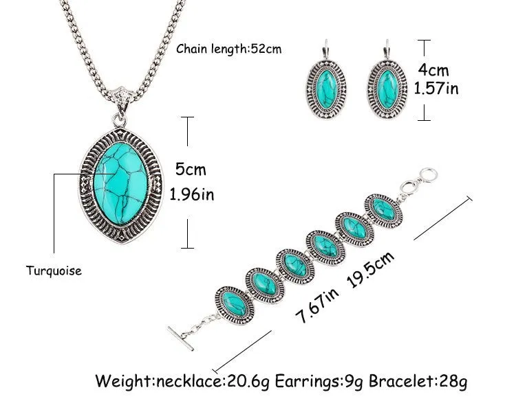 New Design Fashion Vintage jewelry sets Geometry Ellipse Pendants Necklace Chain Bracelets long drop earrings for women