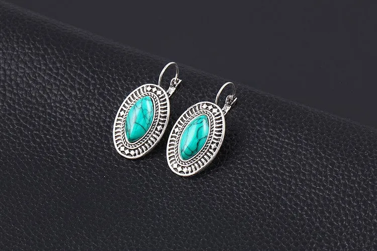 New Design Fashion Vintage jewelry sets Geometry Ellipse Pendants Necklace Chain Bracelets long drop earrings for women