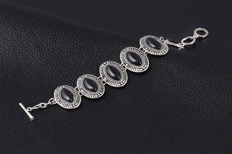 New Design Fashion Vintage jewelry sets Geometry Ellipse Pendants Necklace Chain Bracelets long drop earrings for women