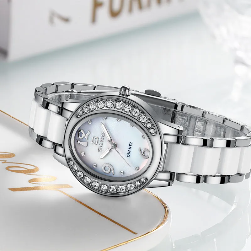 New Dignified Generous Style Fashion Oval Watch Female Temperament Trend Women's Watch with Diamonds