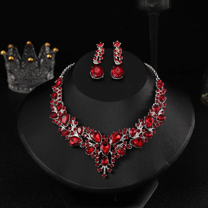 New Stylish and elegant Exquisite Jewelry Sets For Women Wedding Party Accessories Cubic Zircon Stud Earrings & Necklace Gift