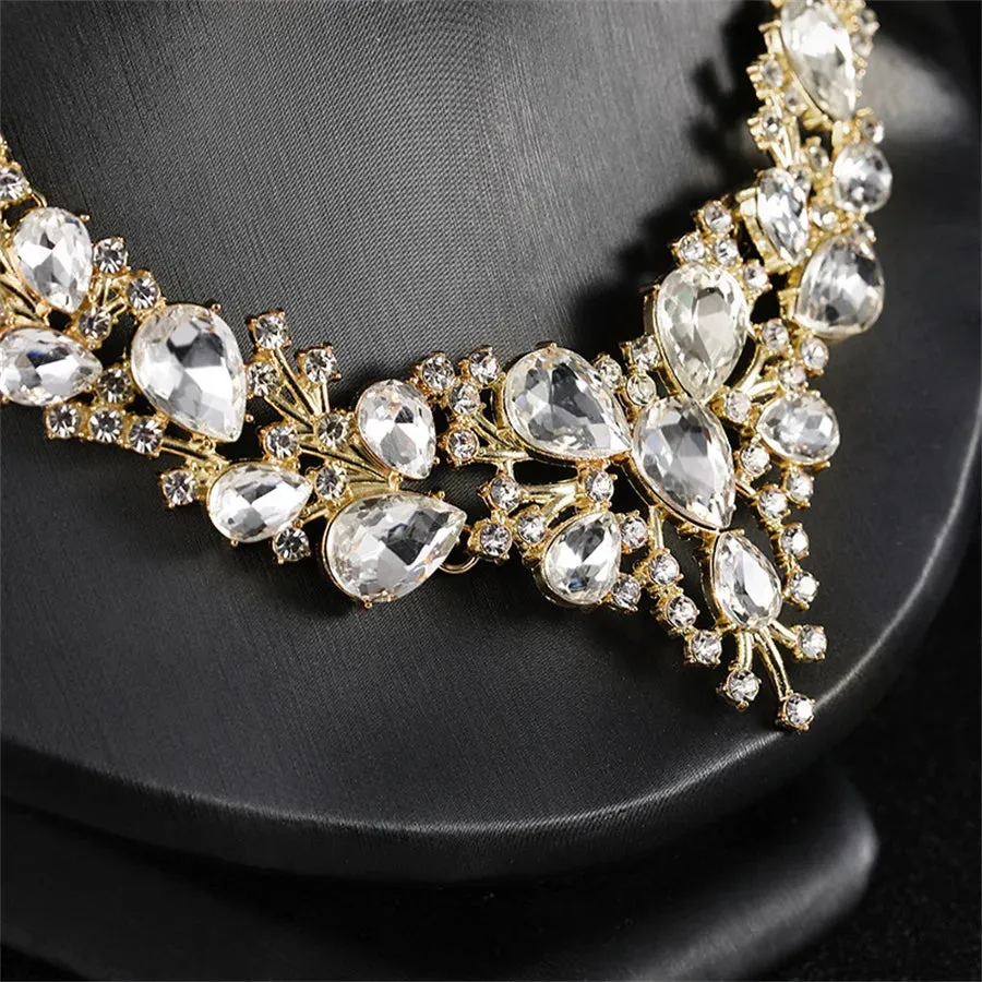 New Stylish and elegant Exquisite Jewelry Sets For Women Wedding Party Accessories Cubic Zircon Stud Earrings & Necklace Gift