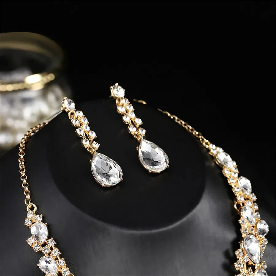 New Stylish and elegant Exquisite Jewelry Sets For Women Wedding Party Accessories Cubic Zircon Stud Earrings & Necklace Gift