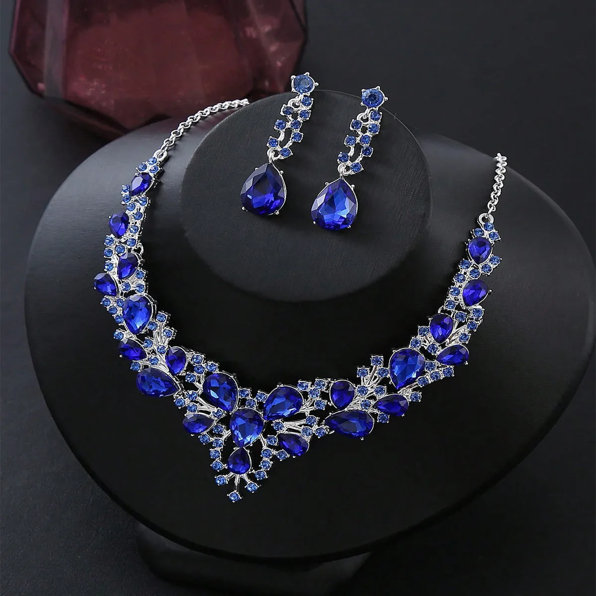 New Stylish and elegant Exquisite Jewelry Sets For Women Wedding Party Accessories Cubic Zircon Stud Earrings & Necklace Gift