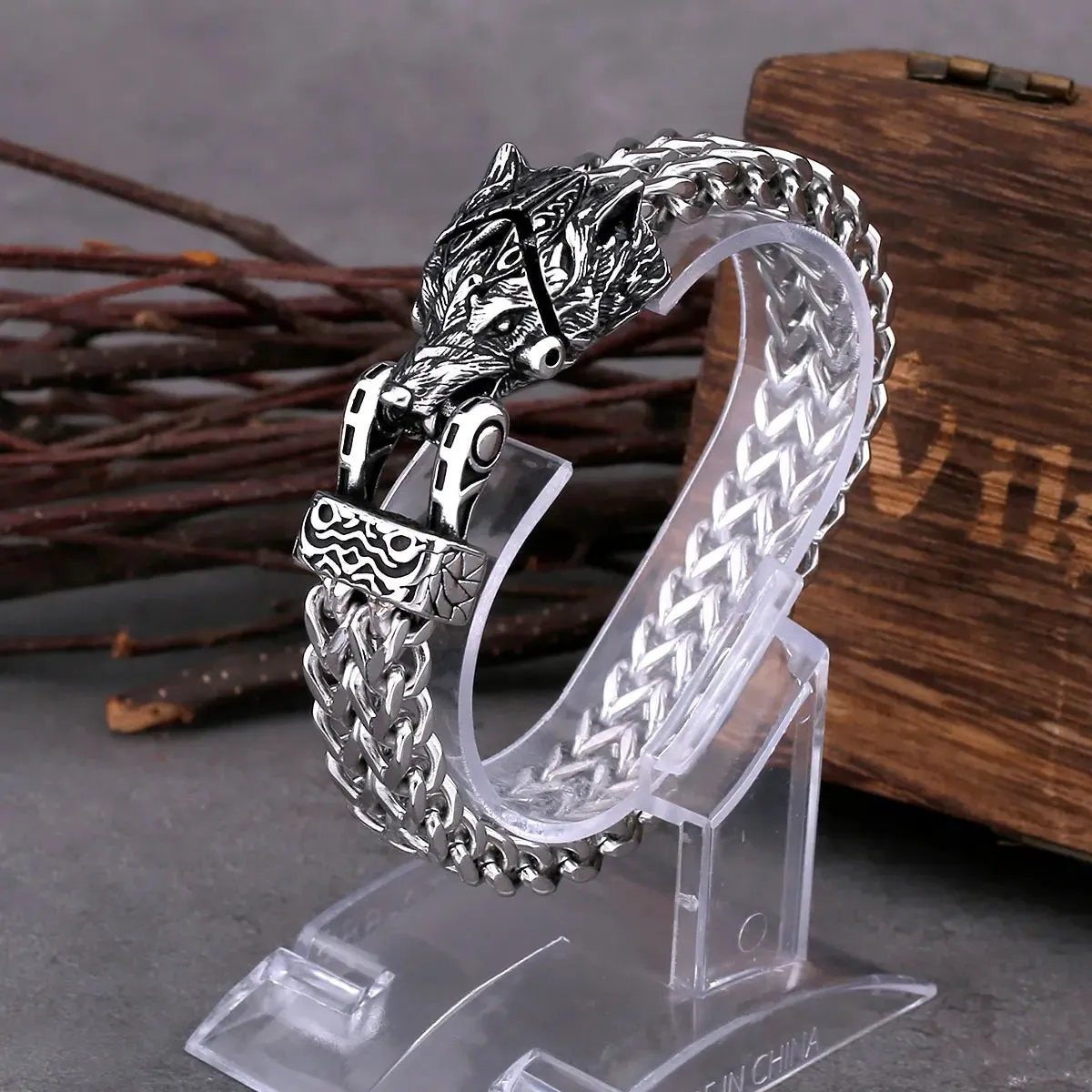 Nordic Viking Never Fade Stainless Steel Dominant Snake Head Bracelet