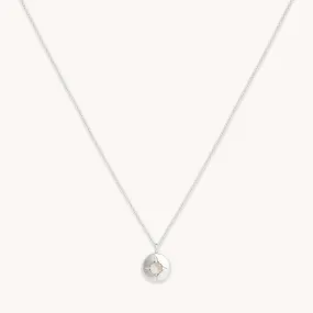 October Opal Birthstone Necklace in Solid White Gold