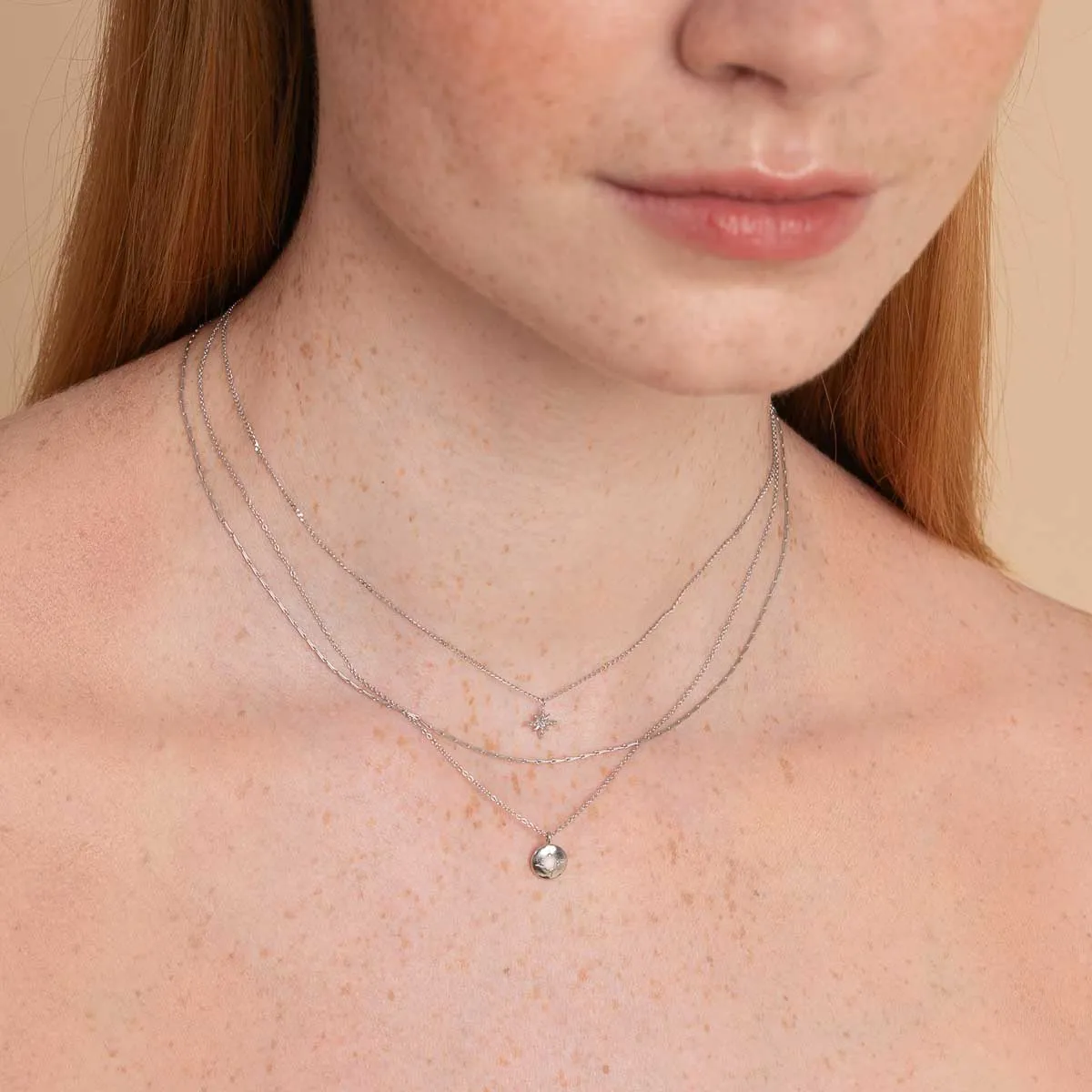 October Opal Birthstone Necklace in Solid White Gold