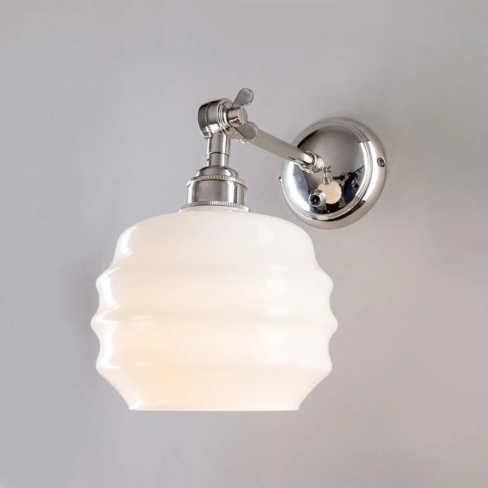 Old School Electric Deco opal wall light - adjustable arm