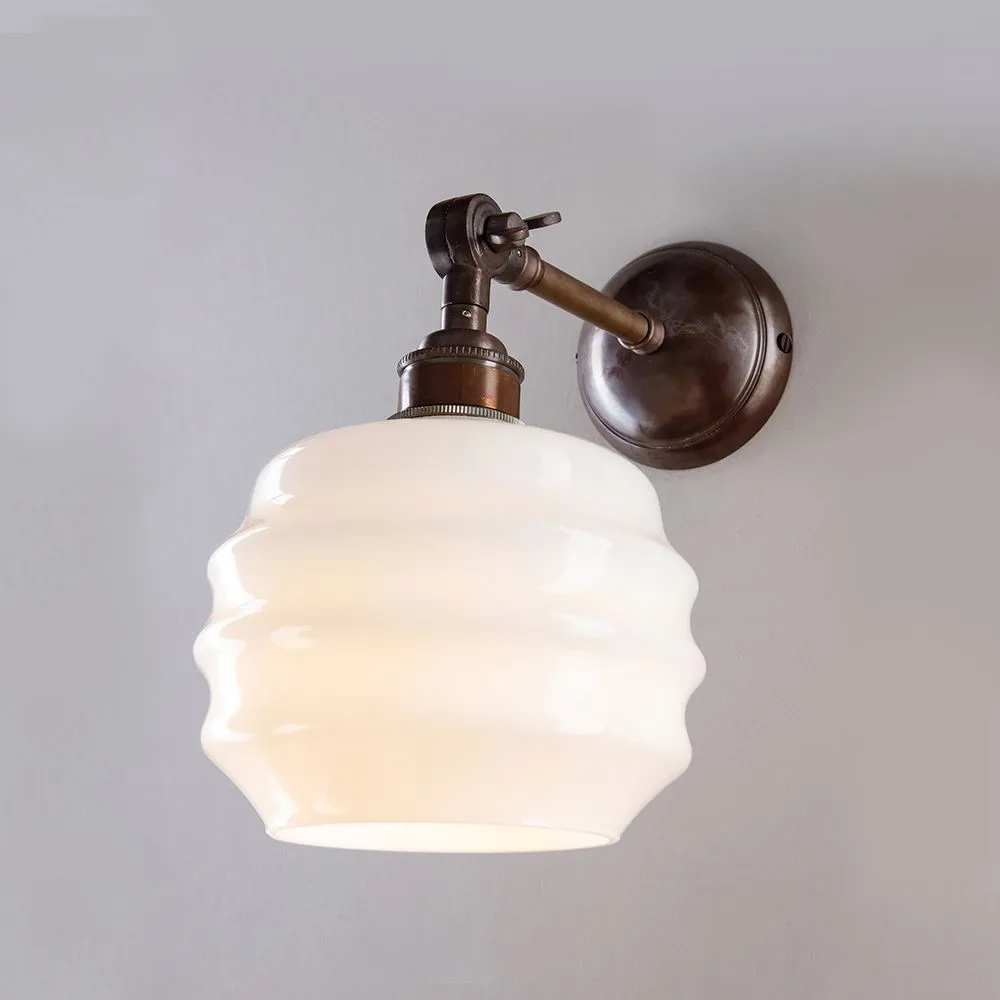 Old School Electric Deco opal wall light - adjustable arm