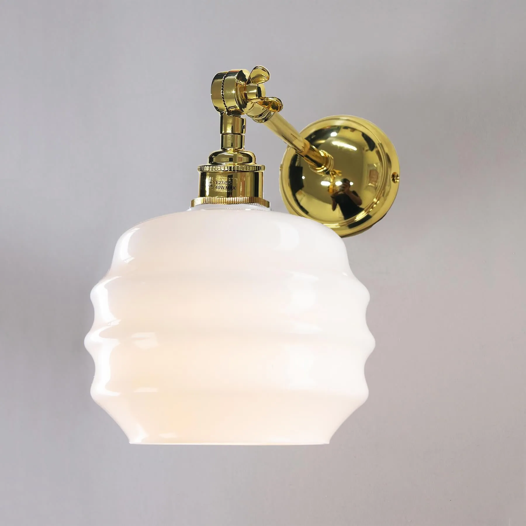 Old School Electric Deco opal wall light - adjustable arm