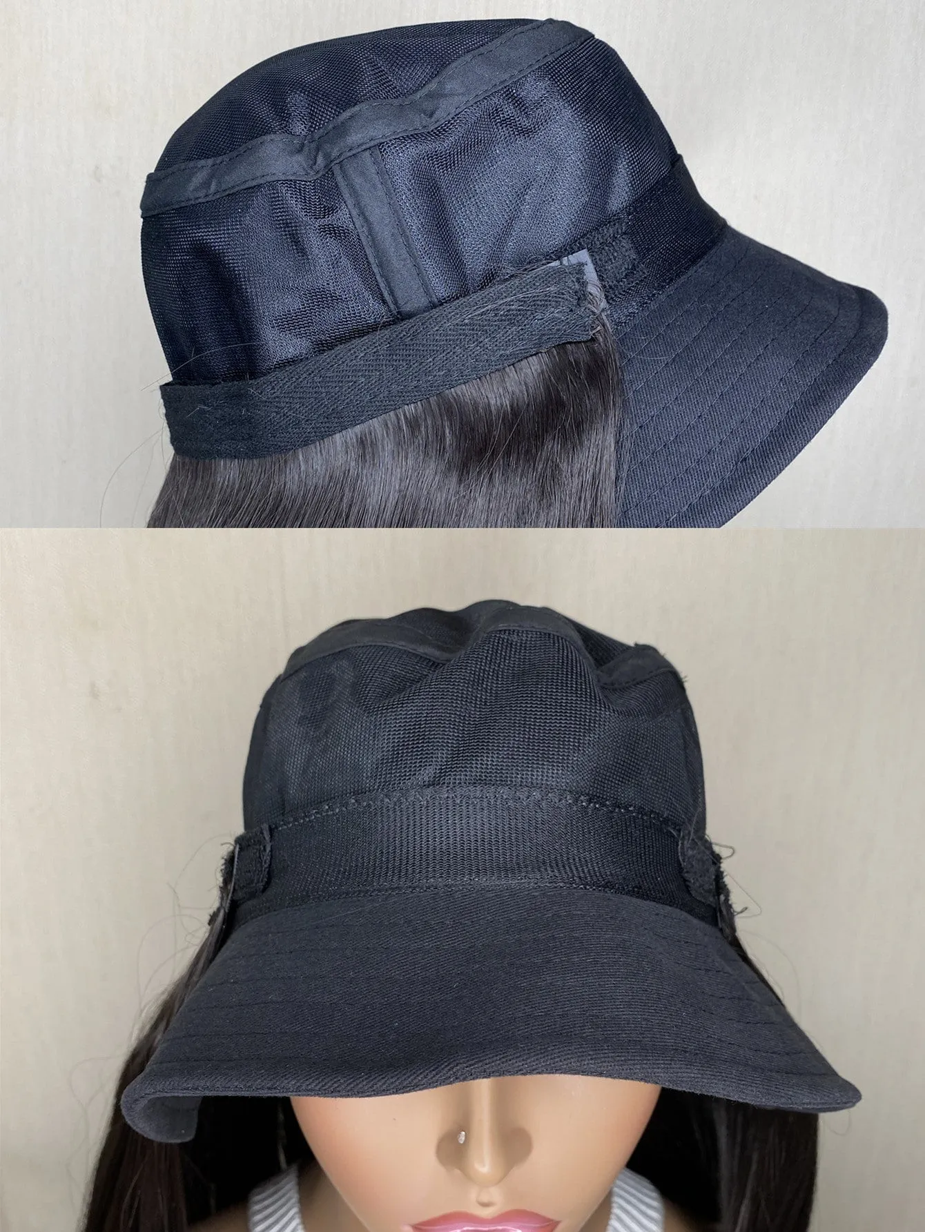 On the go premium bucket hat Synthetic Wig