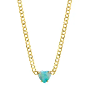 One of a Kind Light Heart Boulder Opal Necklace