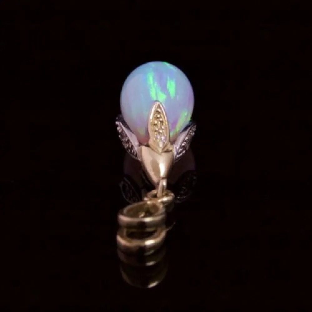 Opal & Diamond Gold Dropper Pendant