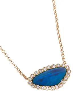 Opal & Diamond Gold Necklace, 18k Gold