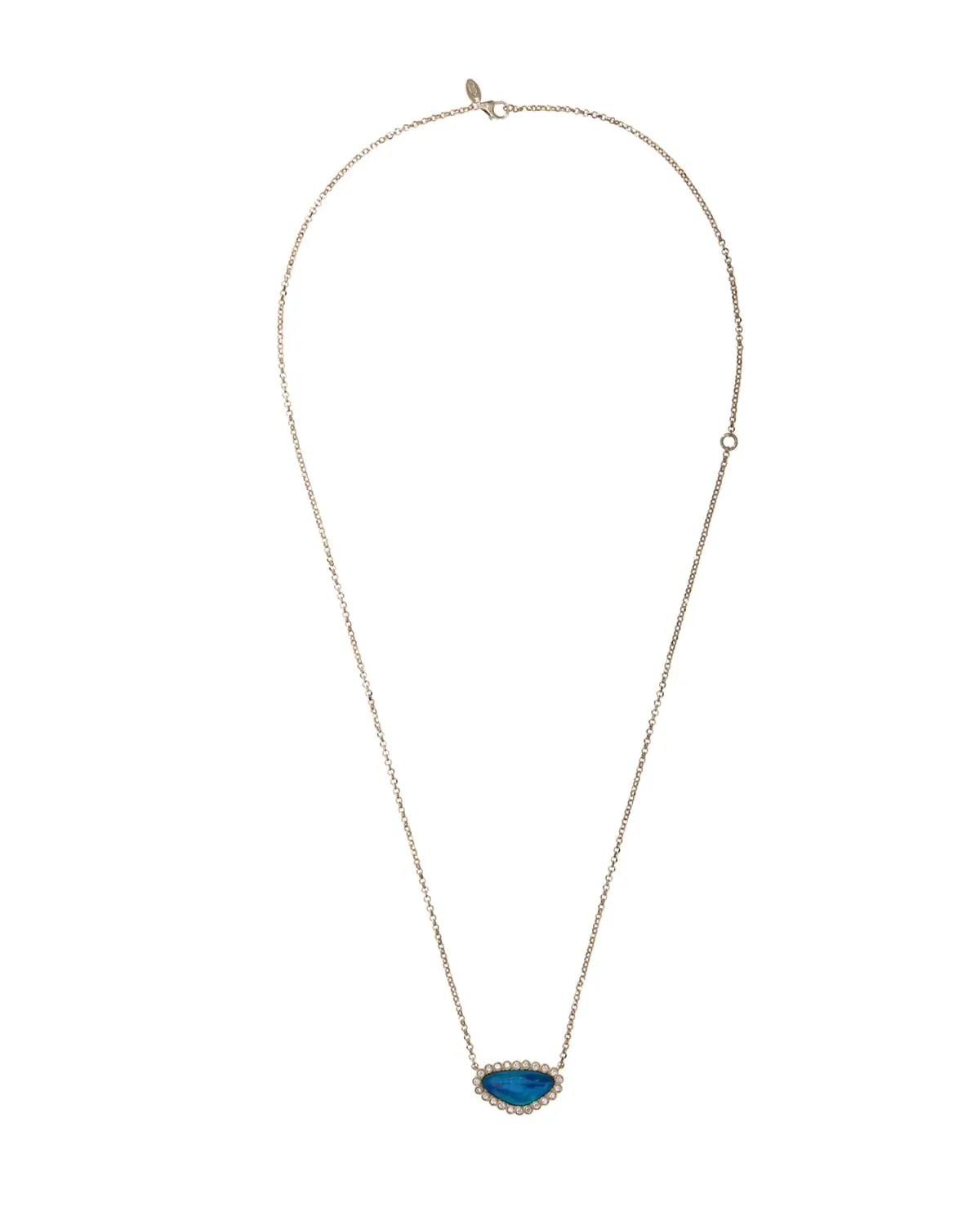 Opal & Diamond Gold Necklace, 18k Gold