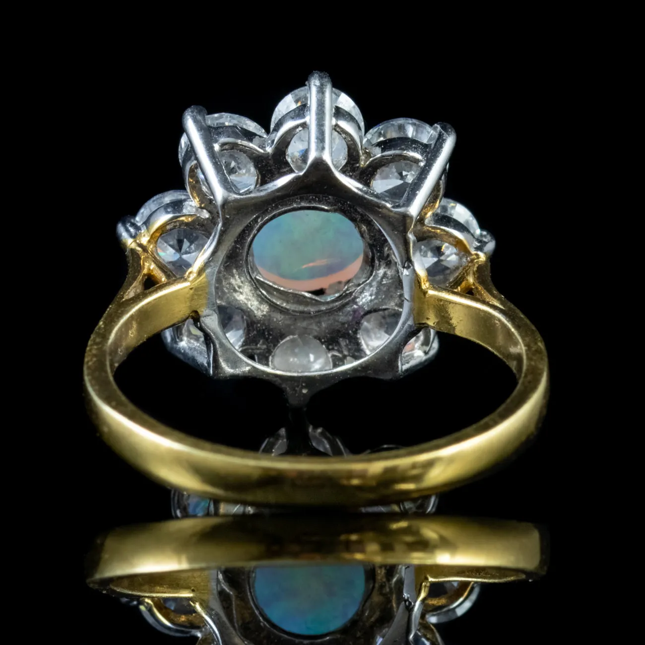 Opal Cluster Ring Paste Stones 18Ct Gold On Silver