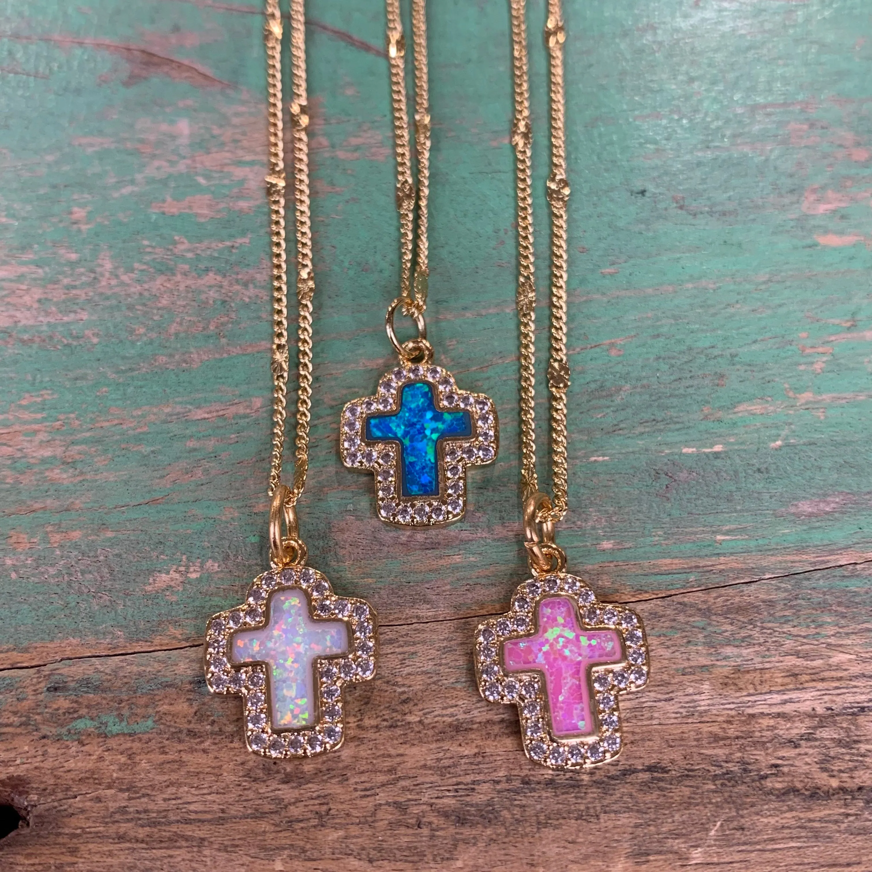 Opal Cross Necklace