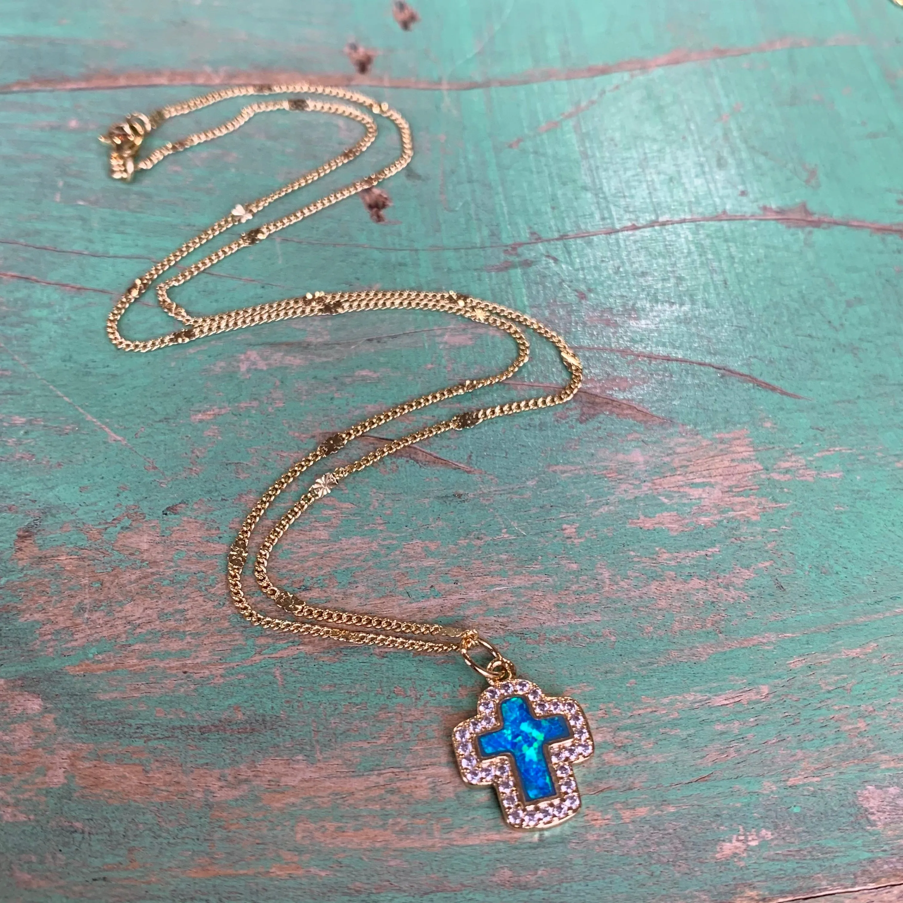 Opal Cross Necklace