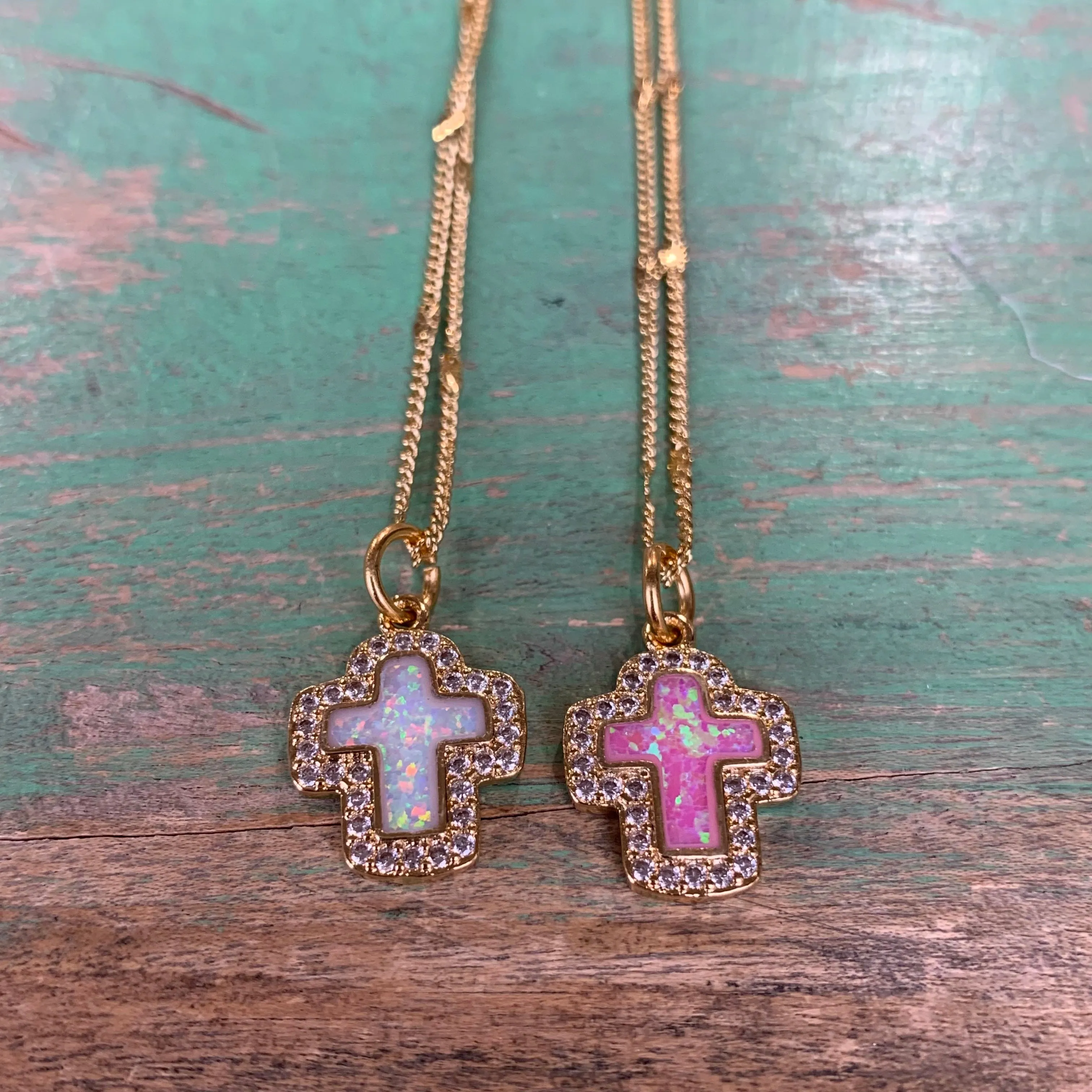 Opal Cross Necklace