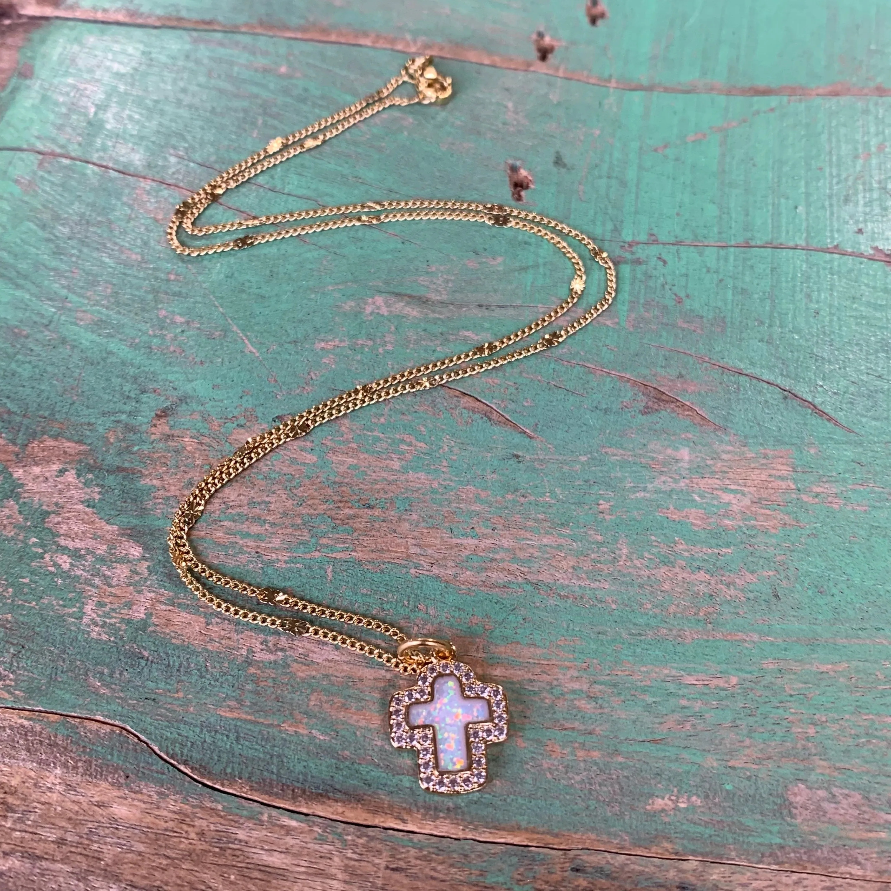 Opal Cross Necklace