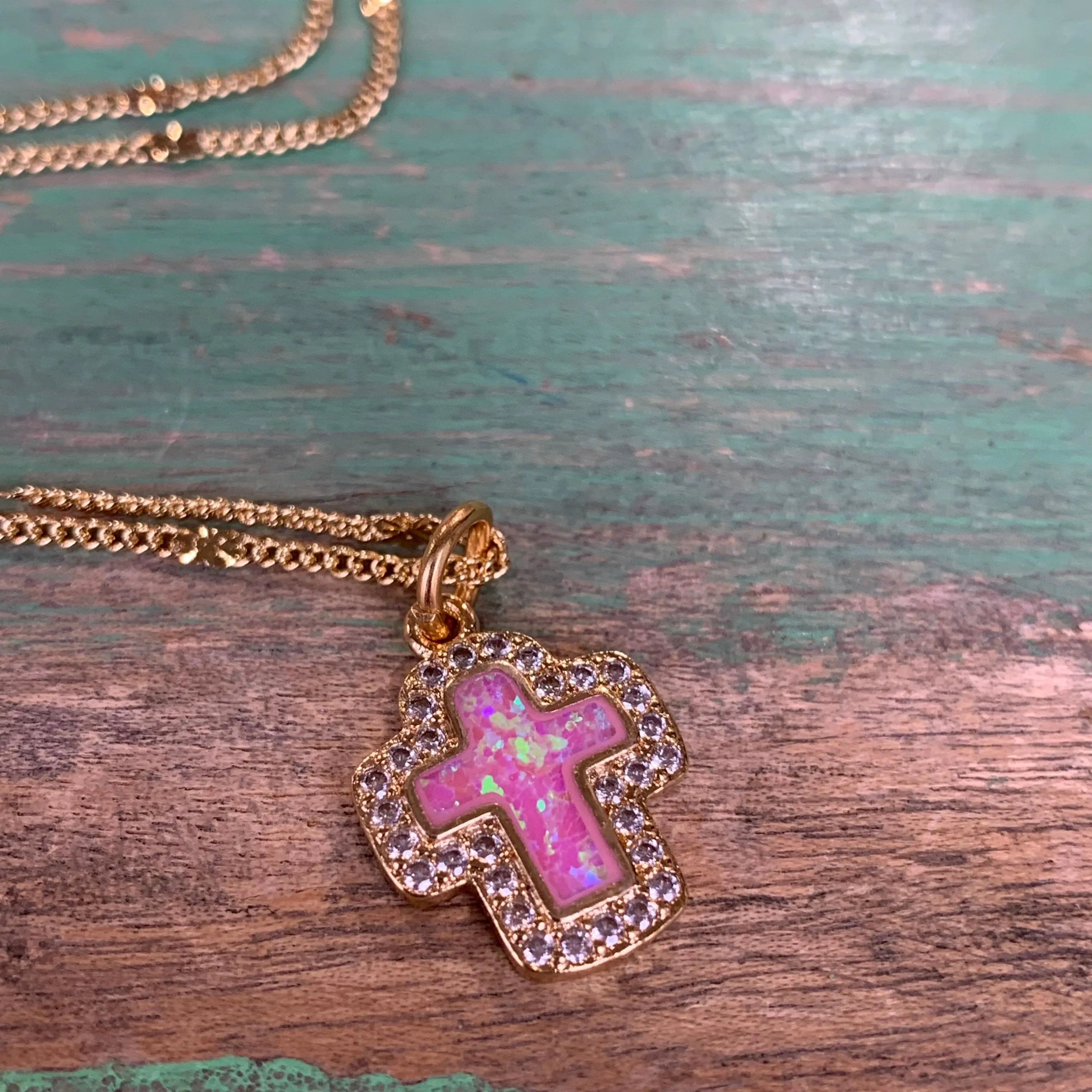 Opal Cross Necklace