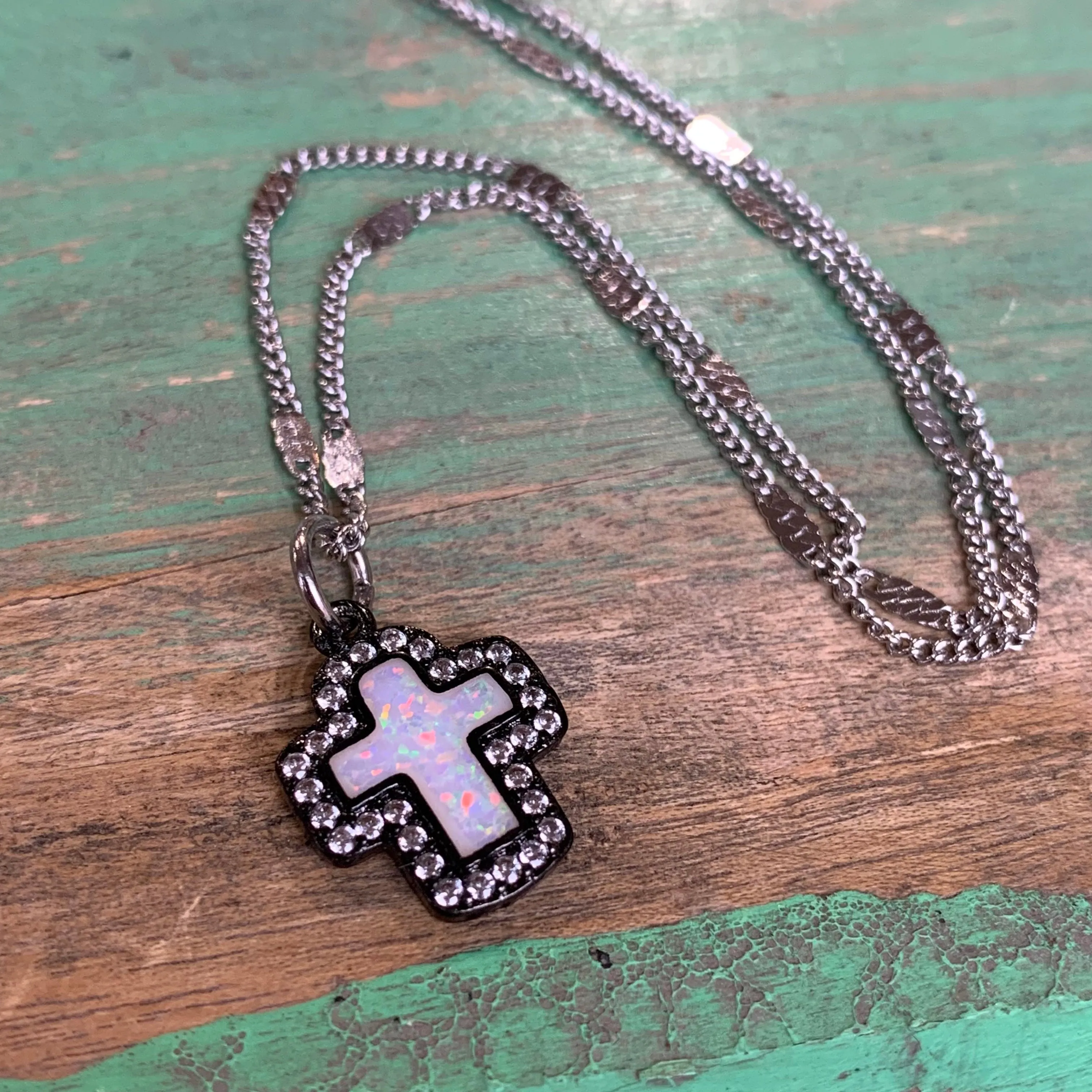 Opal Cross Necklace