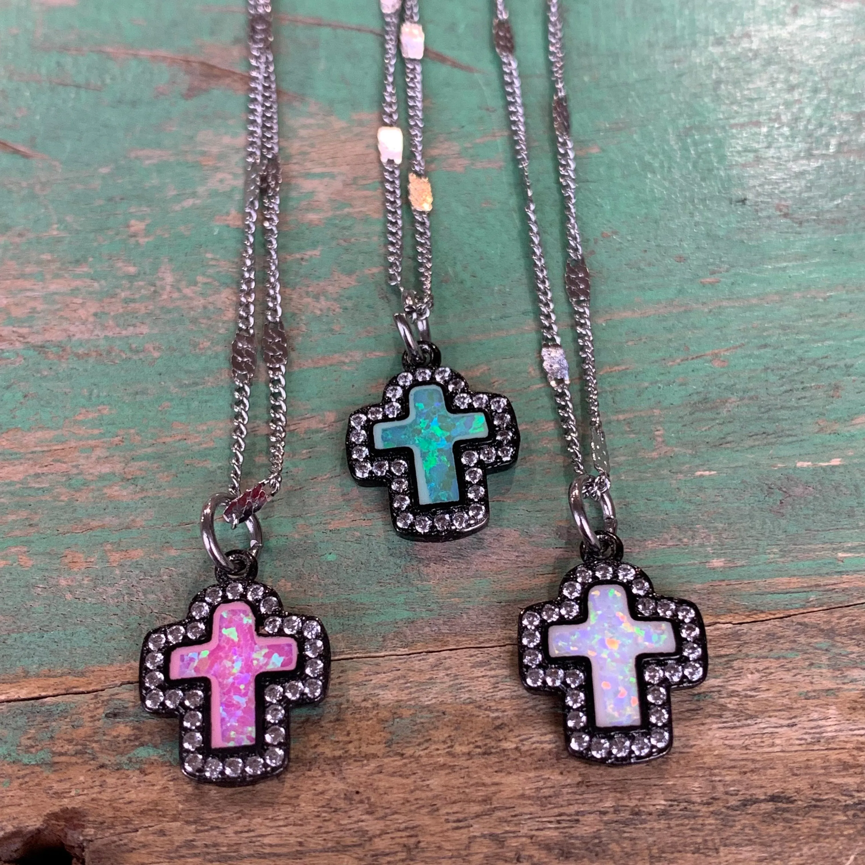 Opal Cross Necklace